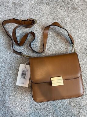 NWT Frame Tan Crossbody Bag with Gold-Tone Clasp